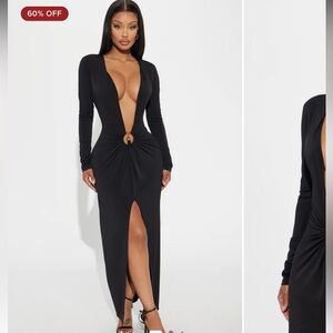 Fashion Nova Black Long Sleeve Maxi Dress